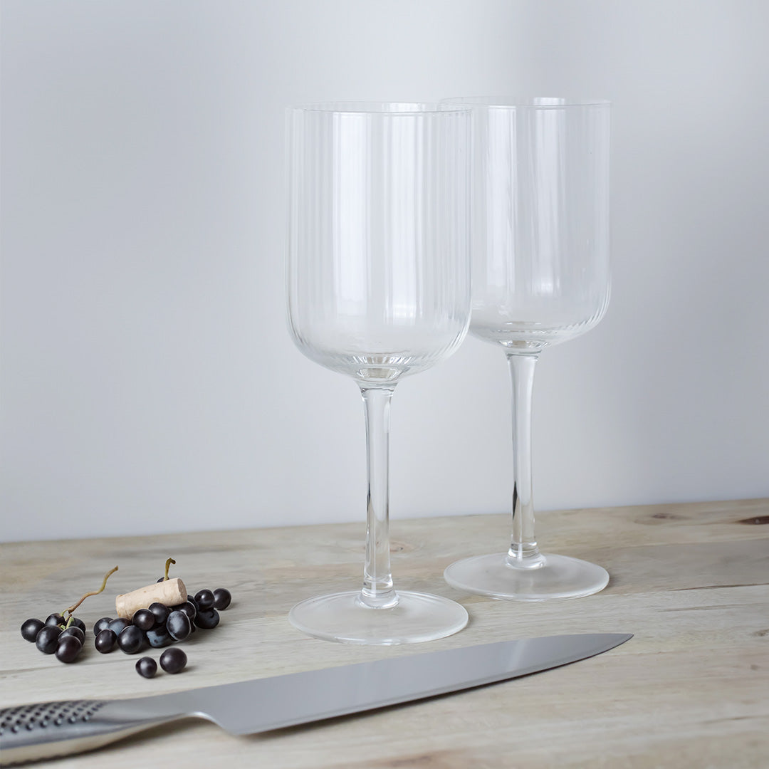 Ivy Ribbed Wine Glasses (S4)