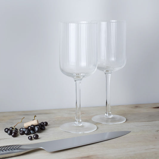 Ivy Ribbed Wine Glasses (S4)