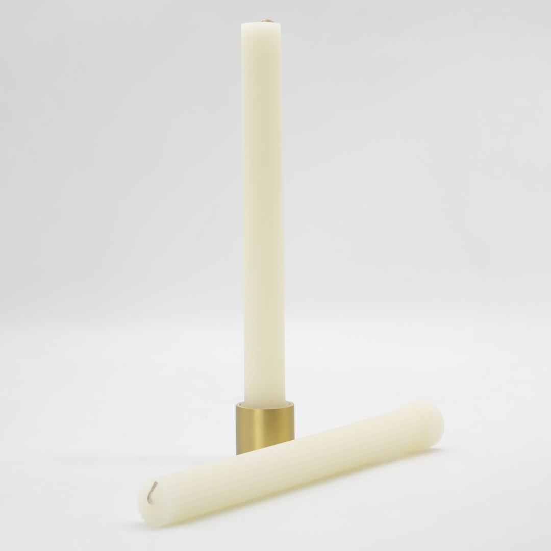 Pillar Candle Set & One Brass Candle Holder